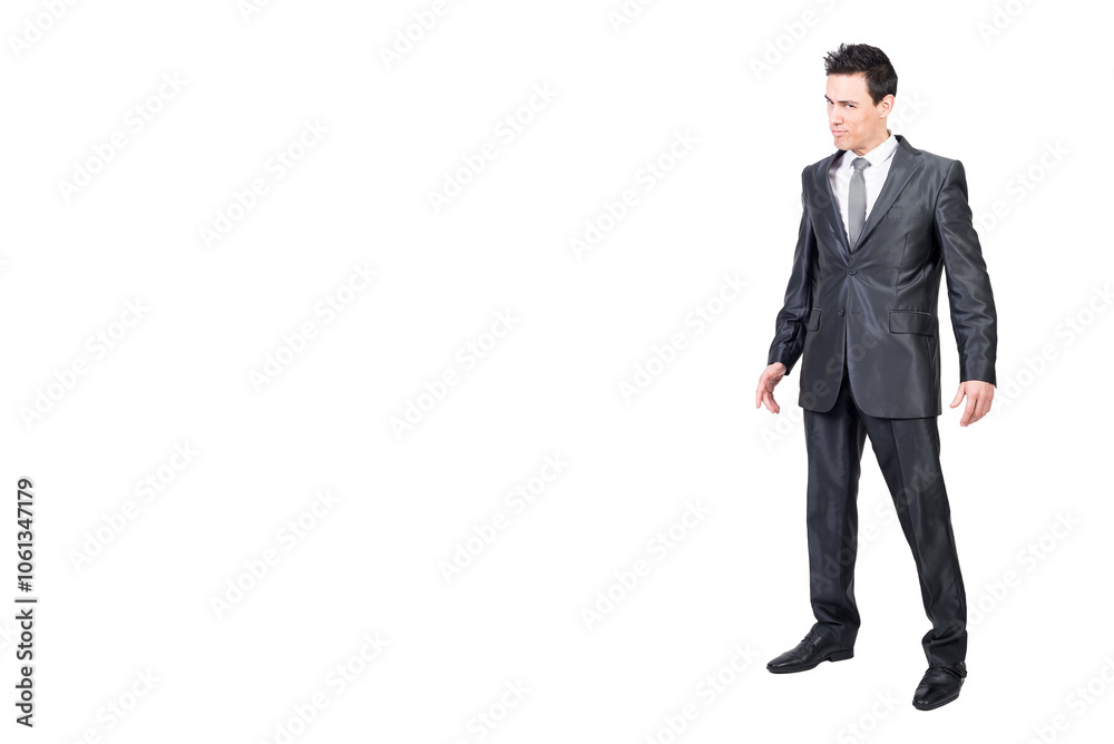Alluring man with elegant suit. White background. Alluring man with elegant suit. White background.