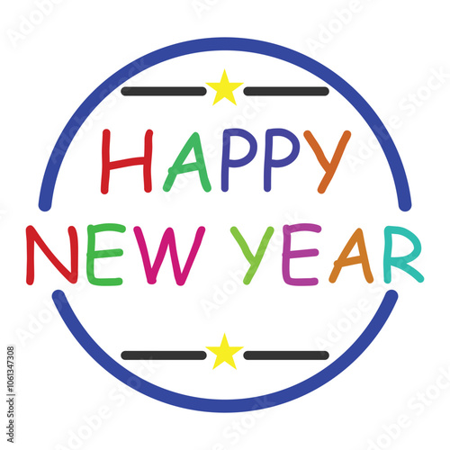 Happy new year text design for poster, banner, templet, vector. Color full text. Vector illustration. photo