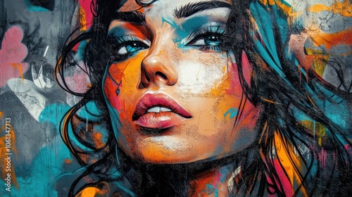 Woman in a Spray-Painted Wall Art