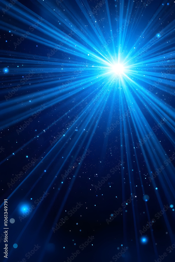 Fototapeta premium Abstract futuristic background with blue glowing light rays, stars, and space. Digital technology concept with a starry sky, black hole, or wormhole in the universe, big data connection.