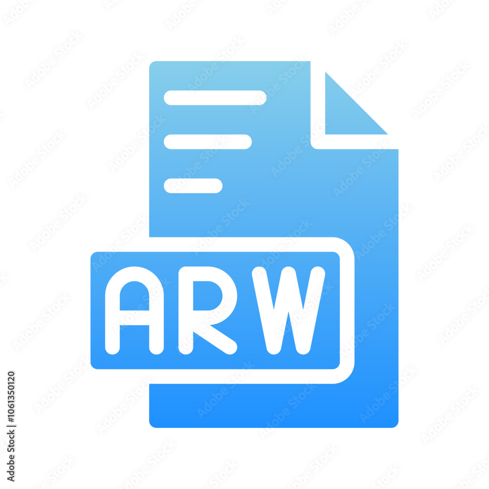 Arw file format document icon with an elegant gradient appearance. Arw file format document icon with an elegant gradient appearance.
