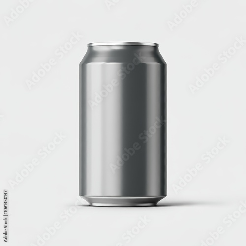 Blank tall soda or beer can Mockup isolated on white background. Aluminum thin can in silver, 3d rendering. AI Generative