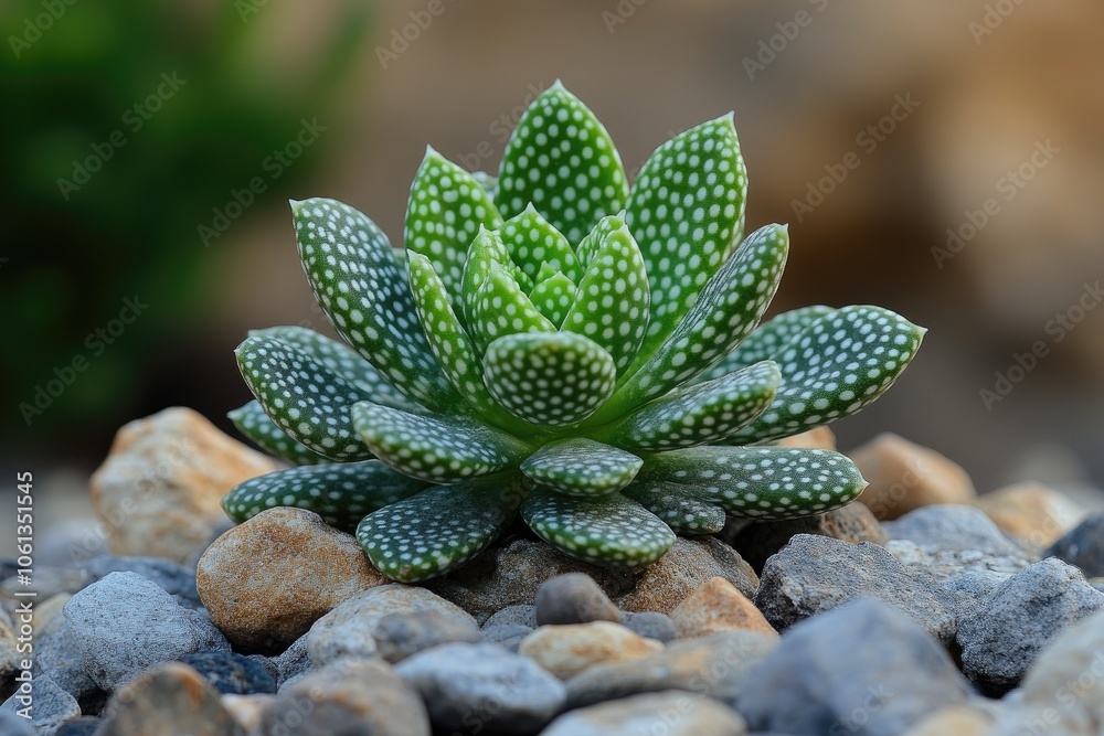 Adromischus maculatus growing on pebbles: close-up of a striking succulent Adromischus maculatus growing on pebbles: close-up of a striking succulent