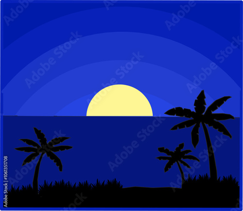 landscape lens design. illustration of sea and beach views. beautiful natural views of the sea and beach.