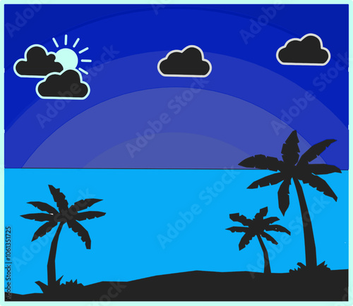 landscape lens design. illustration of sea and beach views. beautiful natural views of the sea and beach.