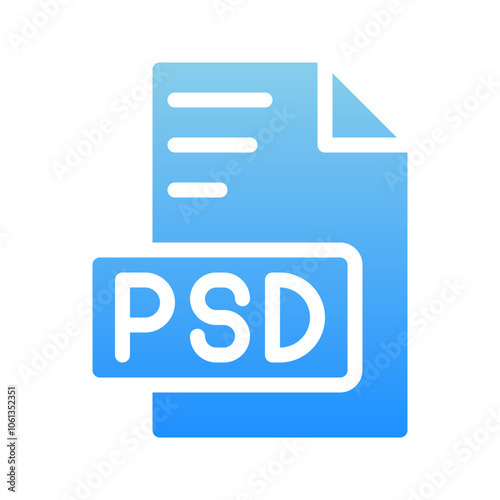 Psd file type document icons. symbol extension format files with gradient fill style. Suitable for websites, UI and mobile apps.