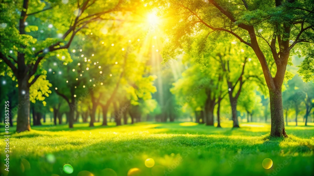 Blurred Soft Green Nature in Park with Sunlight and Bokeh for Ads and Design Templates Blurred Soft Green Nature in Park with Sunlight and Bokeh for Ads and Design Templates