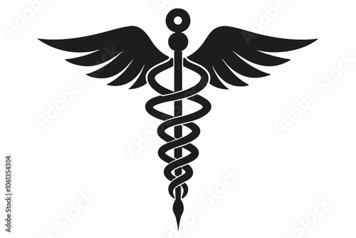 caduceus health symbol asclepias wand icon caduceus health silhouette vector illustration,caduceus medical icon Medicine & Healthcare,