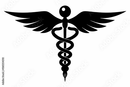 caduceus health symbol asclepias wand icon caduceus health silhouette vector illustration,caduceus medical icon Medicine & Healthcare,