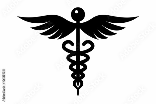 caduceus health symbol asclepias wand icon caduceus health silhouette vector illustration,caduceus medical icon Medicine & Healthcare,