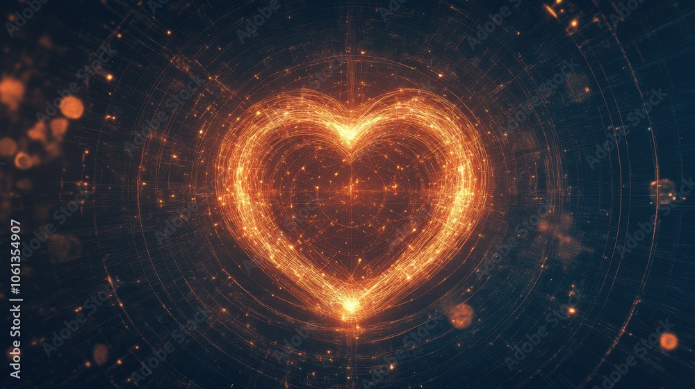 Fototapeta premium Glowing Heart of the Universe: A Cosmic Love Affair
