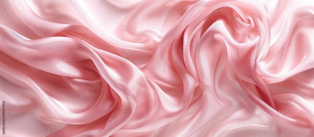 Abstract pink silk fabric with folds and wrinkles.