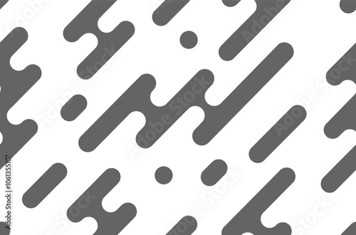 Seamless rounded shapes background. Abstract liquid form. Black flowing figures pattern. Fluid flow design.