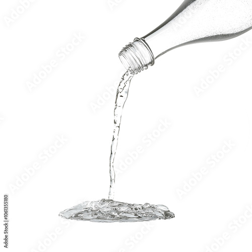  Water Pouring out of Plastic Bottle - Isolated on  PNG transparent background. generative ai