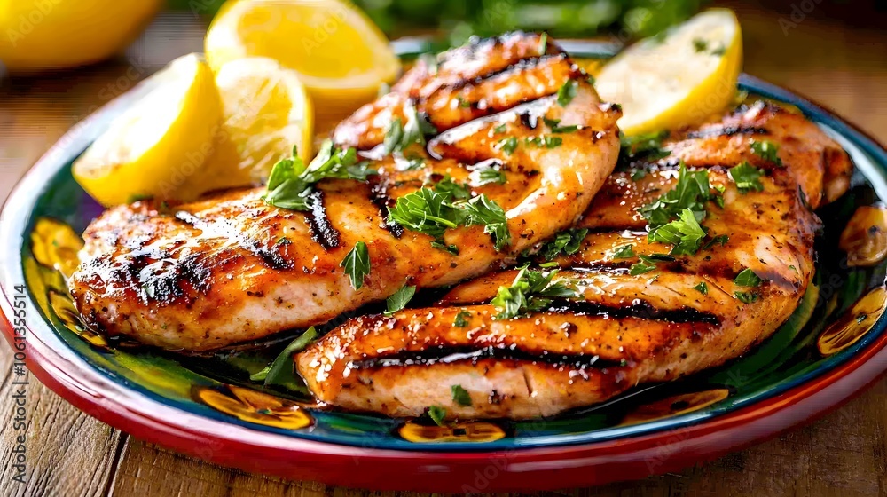 Grilled Chicken with Lemon and Parsley. Grilled Chicken with Lemon and Parsley.