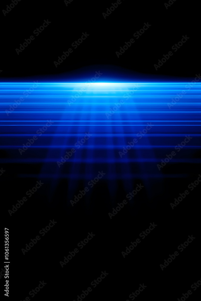 A vibrant blue light beam radiating from a central point, creating horizontal lines that fade into darkness. The image conveys a sense of depth and illumination against a black background. A vibrant blue light beam radiating from a central point, creating horizontal lines that fade into darkness. The image conveys a sense of depth and illumination against a black background.