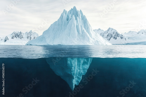 Wallpaper Mural Majestic Iceberg Above and Below Water with Reflection, Arctic Landscape Photography Torontodigital.ca