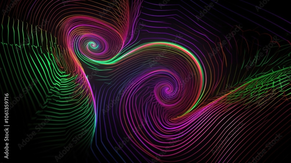 Vibrant Neon Swirl Pattern with Dynamic Lines Vibrant Neon Swirl Pattern with Dynamic Lines