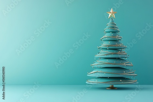 Wallpaper Mural Spiral Christmas tree with star on blue backdrop Torontodigital.ca