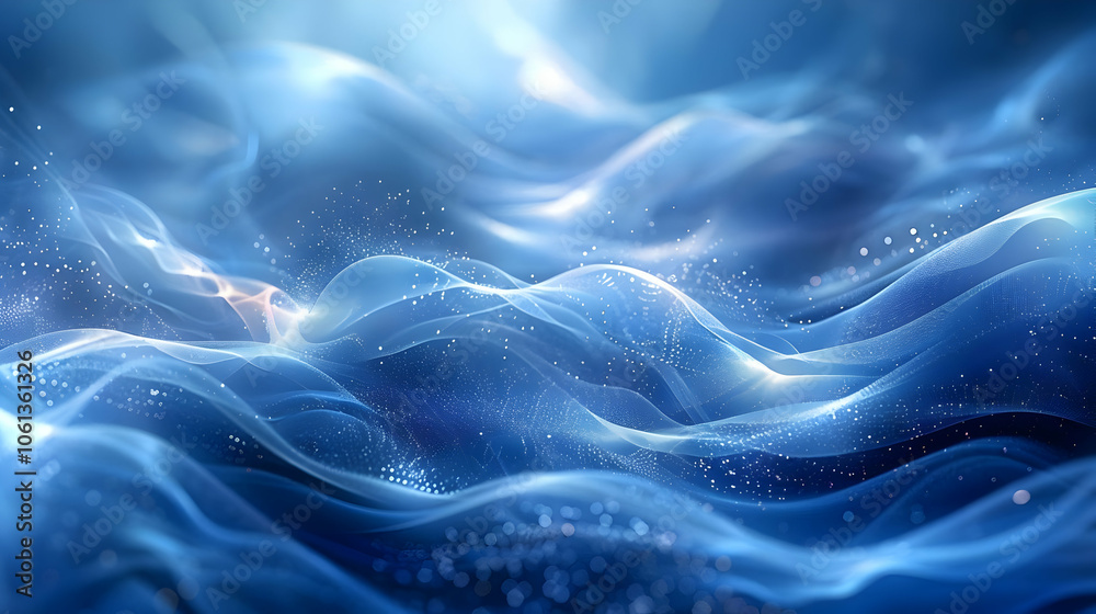 Abstract Background - Blue Waves With Sparkles Abstract Background - Blue Waves With Sparkles
