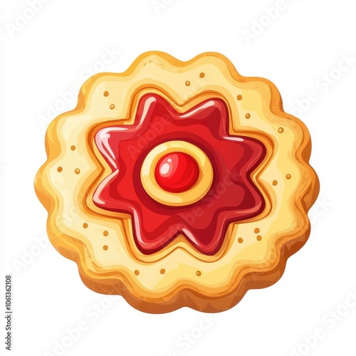 Flat style illustration of a Linzer cookie isolated on a white background.