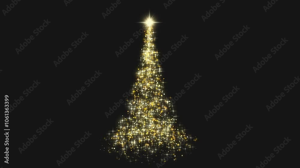 Christmas tree particle gold falling from the star light