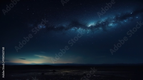 Starry Night Sky Over Empty Ground