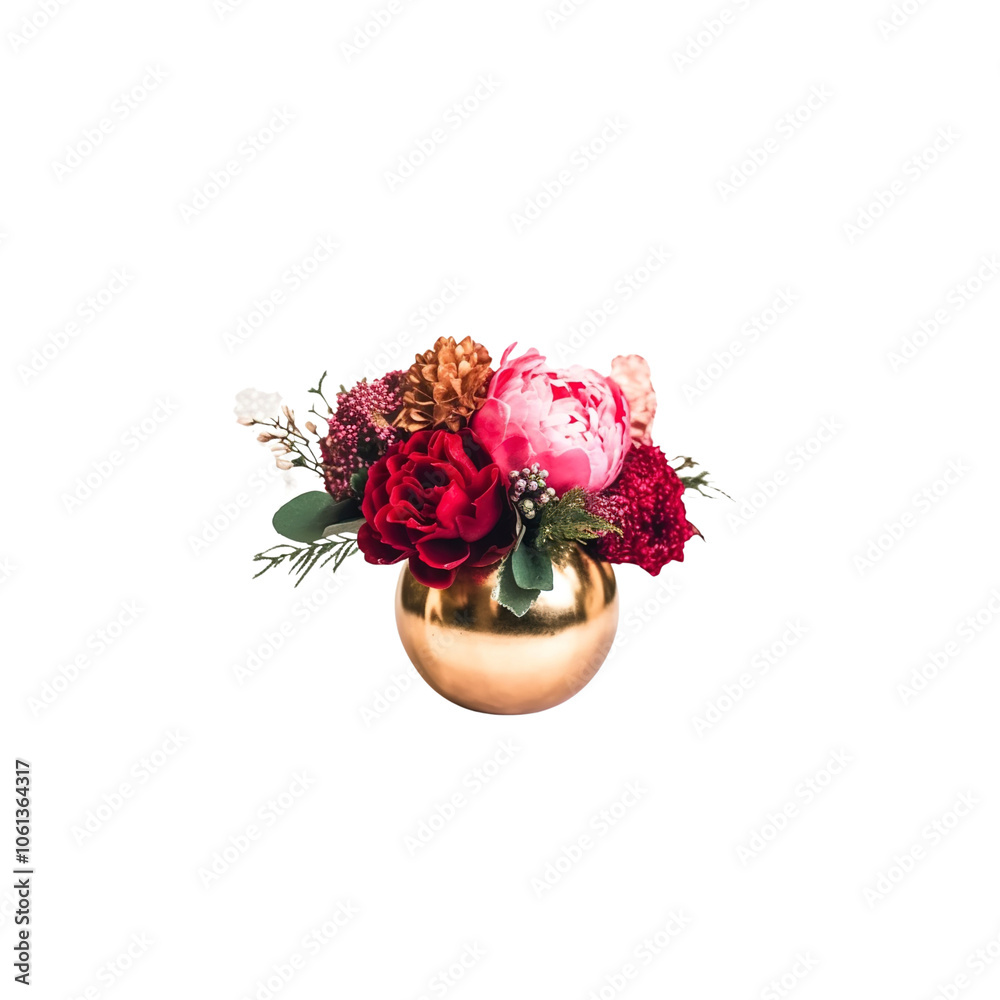 Obraz premium Red and Pink Flowers in Gold Vase
