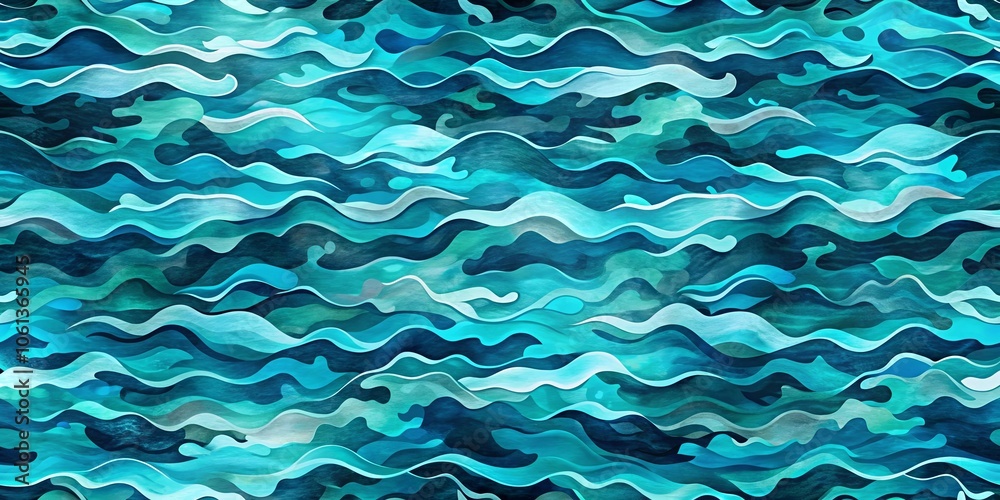 Abstract Water Pattern A Seamless Design of Flowing, Layered, and Intertwined Ocean Waves in Vivid Shades of Blue and Green Abstract Water Pattern A Seamless Design of Flowing, Layered, and Intertwined Ocean Waves in Vivid Shades of Blue and Green