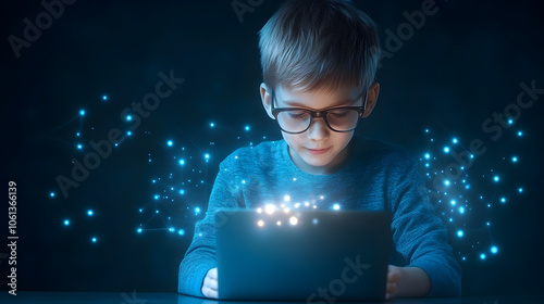 A conceptual image illustrating the danger of online predators as threats to internet users, especially children and teenagers
