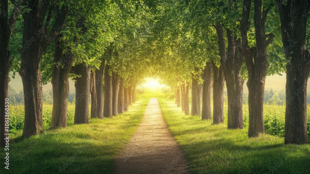 Serene Pathway Through a Lush Verdant Forest Serene Pathway Through a Lush Verdant Forest