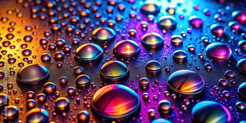 Close-Up Portrait of Water Droplets on Dark Plastic Surface with Curved Lines and Circle Patterns, Capturing Textures and Reflections for Abstract Photography Enthusiasts Close-Up Portrait of Water Droplets on Dark Plastic Surface with Curved Lines and Circle Patterns, Capturing Textures and Reflections for Abstract Photography Enthusiasts