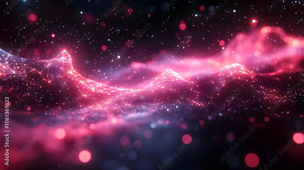 Abstract 3D Background with Pink Glow and Glowing Particles Abstract 3D Background with Pink Glow and Glowing Particles