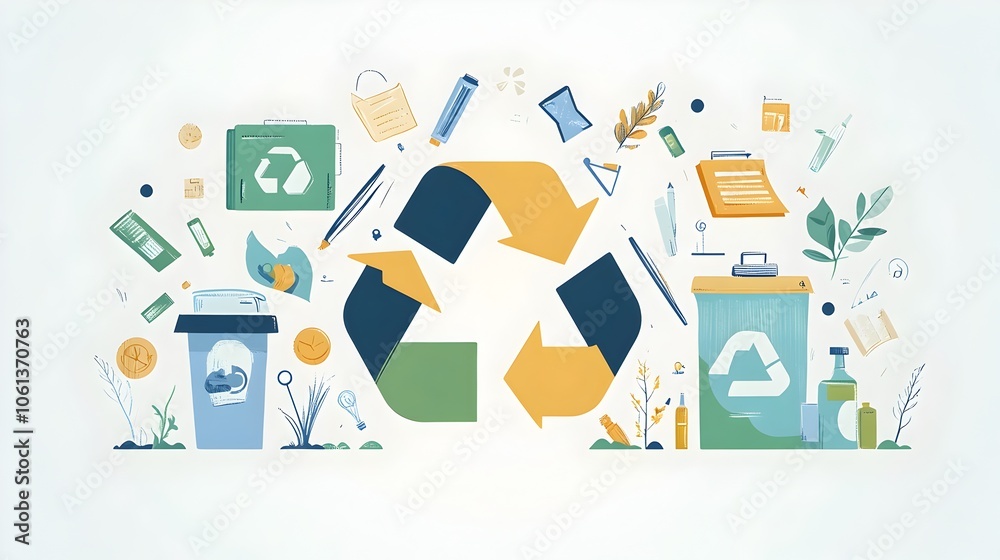 Fototapeta premium Sustainable Office Supplies in a Circular Economy Interconnected Modules Efficient Recycling Renewable Materials