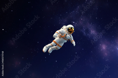 3D astronaut floating in space remix photo