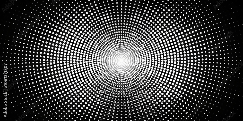 Abstract Black and White Pattern of Expanding Circles, Creating a Sense of Depth and Movement