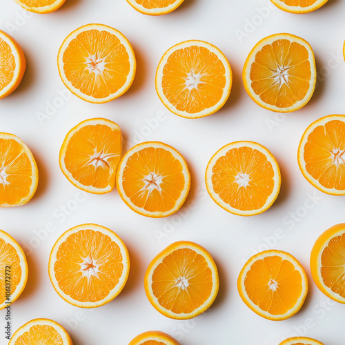 Seamless pattern of orange fruit on white background