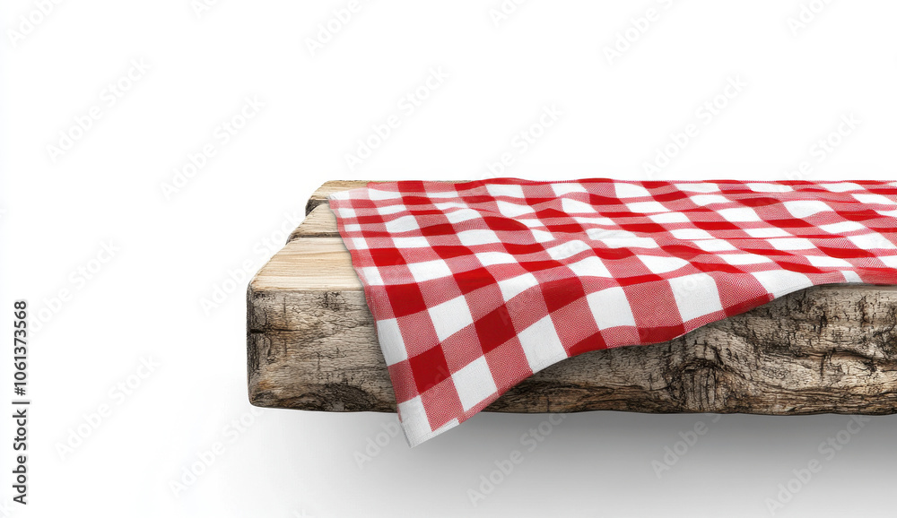 Picnic Table with Red Checkered Cloth Picnic Table with Red Checkered Cloth