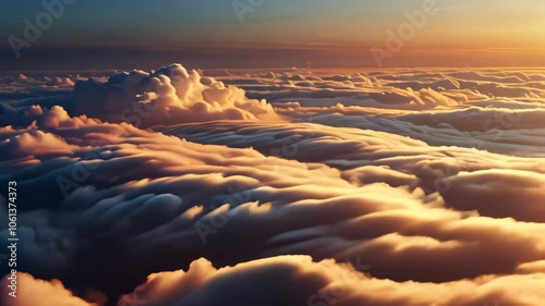 Dreamy Sunrise Over Clouds. Soft Light in a Heavenly and Tranquil Scene
