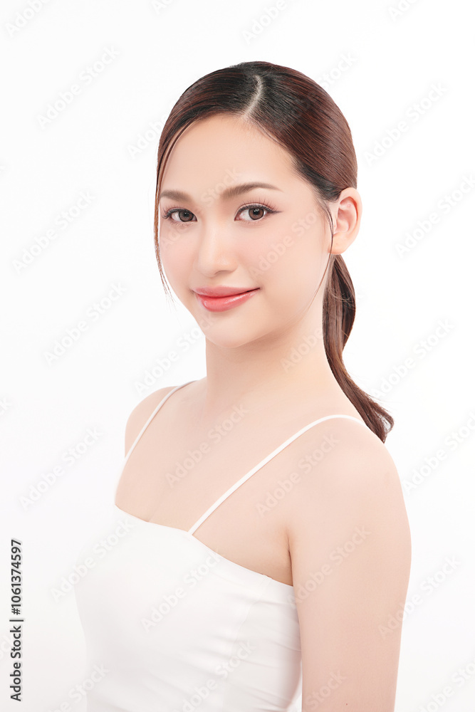 Beautiful young asian woman with clean fresh skin on white background, Face care, Facial treatment, Cosmetology, beauty and spa, Asian women portrait. Beautiful young asian woman with clean fresh skin on white background, Face care, Facial treatment, Cosmetology, beauty and spa, Asian women portrait.