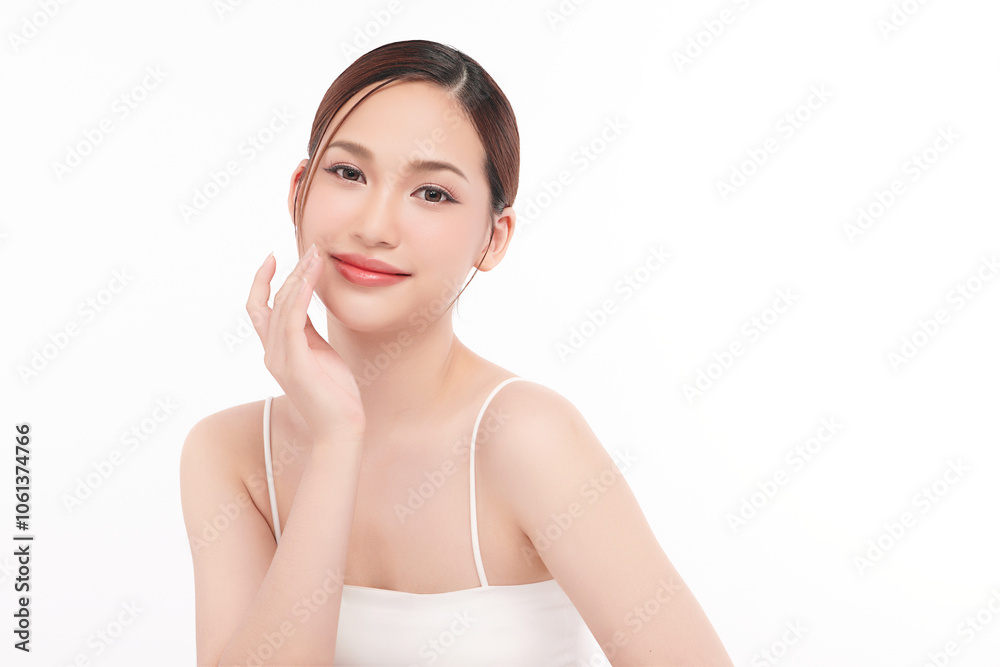 Beautiful young asian woman with clean fresh skin on white background, Face care, Facial treatment, Cosmetology, beauty and spa, Asian women portrait. Beautiful young asian woman with clean fresh skin on white background, Face care, Facial treatment, Cosmetology, beauty and spa, Asian women portrait.