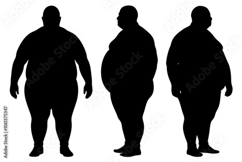 silhouettes of Overweight men vector illustration.