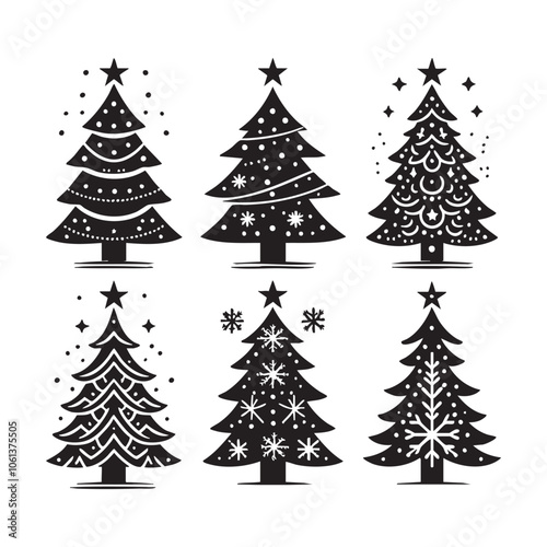 Set of Christmas tree silhouette collection