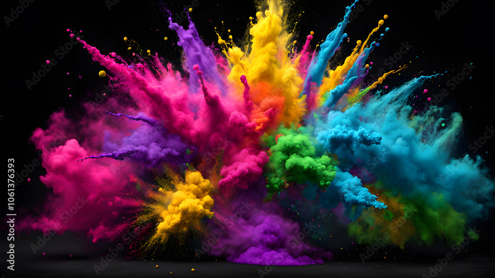 A colorful explosion of smoke and fire A colorful explosion of smoke and fire