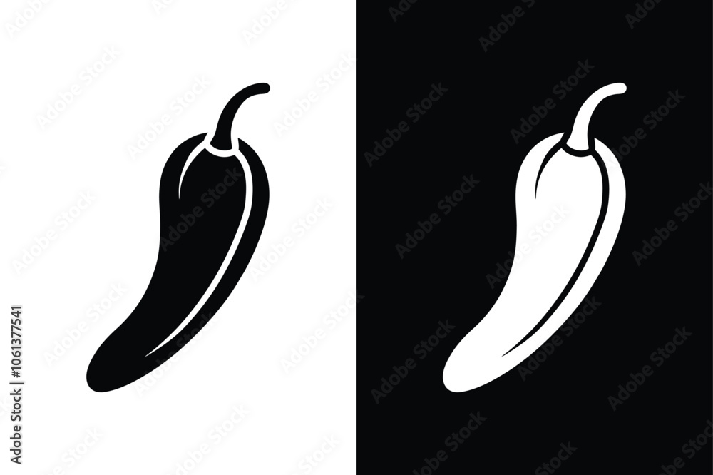 Bold Chili Pepper Glyph Icon. Hot and Spicy Symbols in Black and White Bold Chili Pepper Glyph Icon. Hot and Spicy Symbols in Black and White