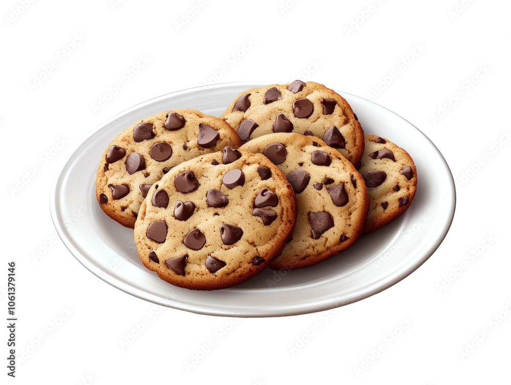 Delicious Chocolate Chip Cookies on a Plate