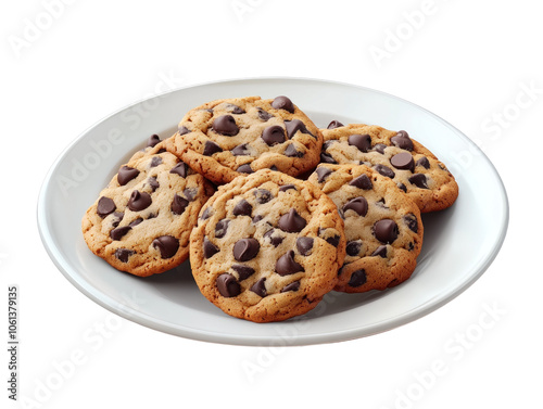 Freshly Baked Chocolate Chip Cookies on a Plate