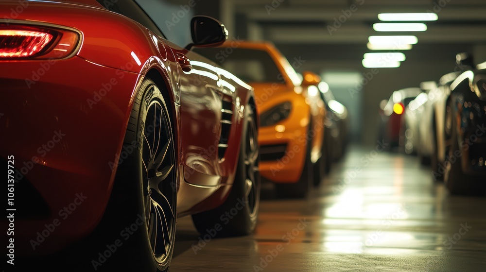 Red Sports Car in Garage