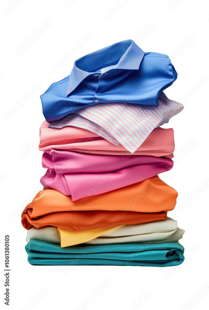 Colorful Stacked Shirts on a Clean Surface Colorful Stacked Shirts on a Clean Surface