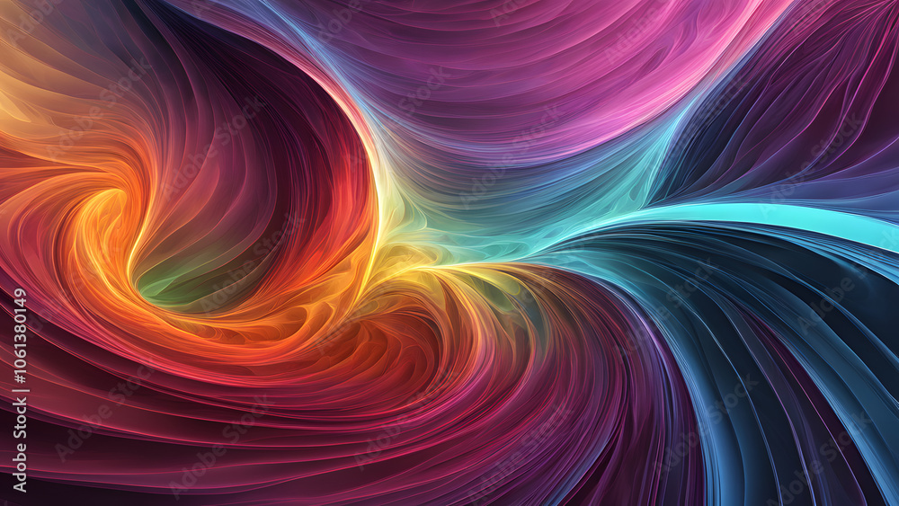 A colorful swirl of lines and shapes that seem to be moving in a spiral A colorful swirl of lines and shapes that seem to be moving in a spiral